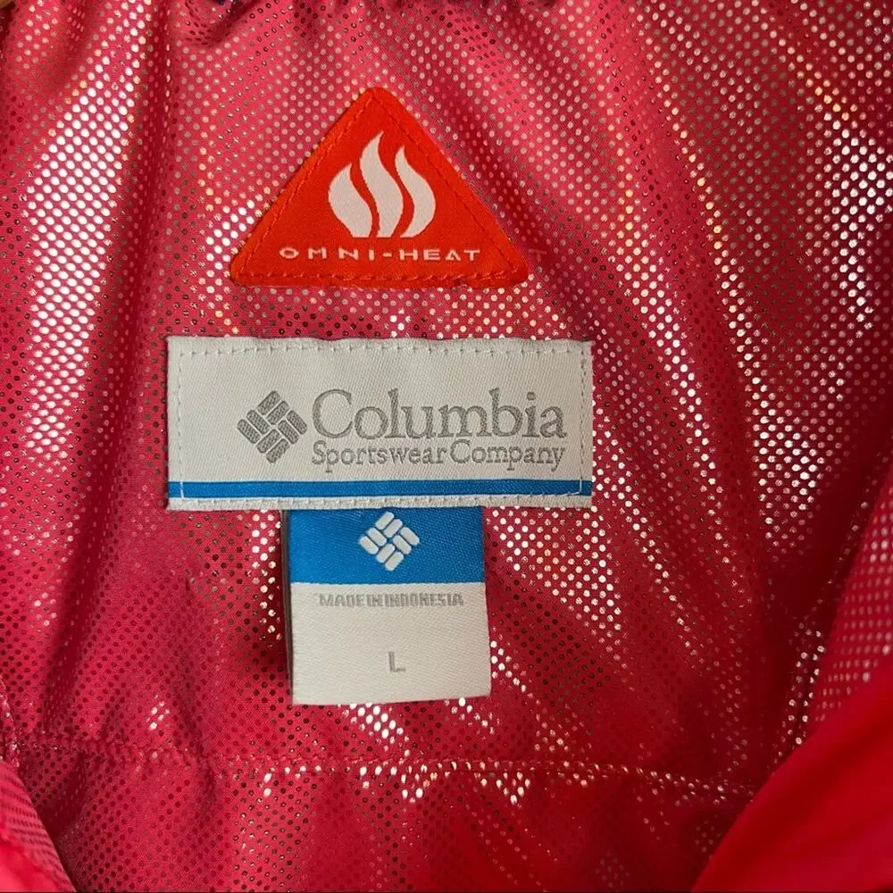 Columbia Vest Girls Omni Heat Reflective Thermal Front Zip Pink Barbiecore Sz L
